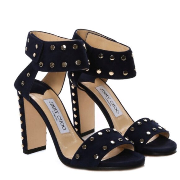 Jimmy Choo Veto 100 studded suede sandals - Navy - Size 40 - Picture 1 of 7